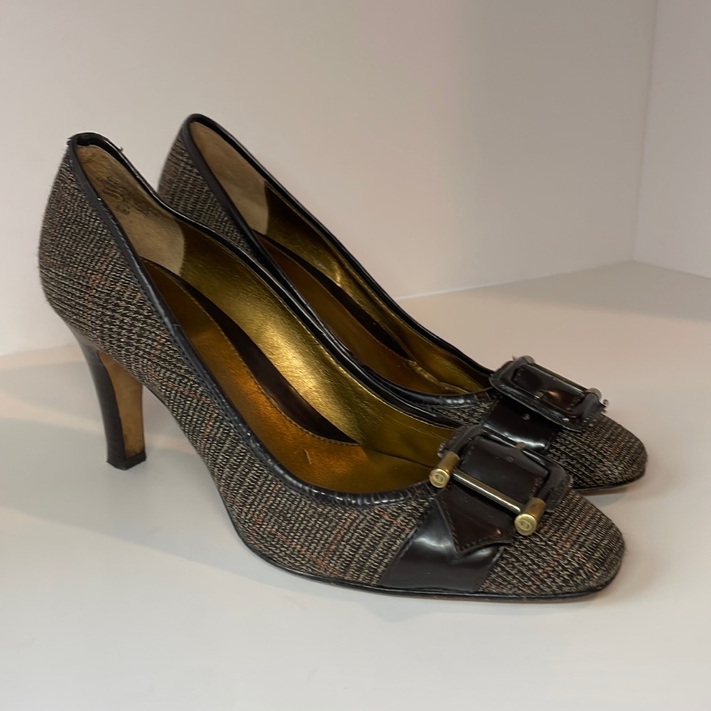 Joan David buckle dress heels